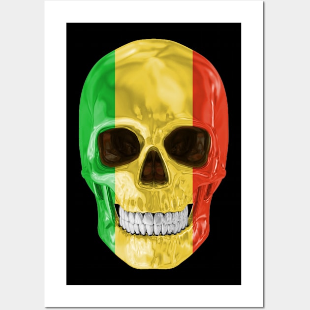 Mali Flag Skull - Gift for Malian With Roots From Mali Wall Art by Country Flags